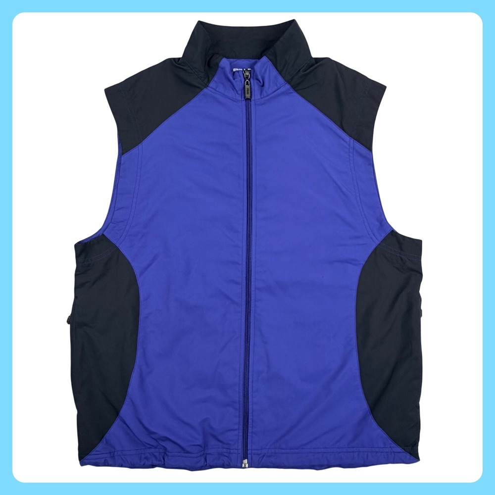 PING Performance Dynamics Golf Vest Men MEDIUM Blue Black Polyester Full Zip